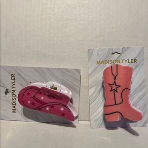 Bundle of 2 Madison Tyler Western Boot Hair Clips – Pink & White
